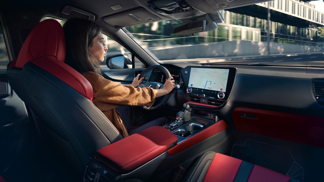 A women sat in a Lexus NX