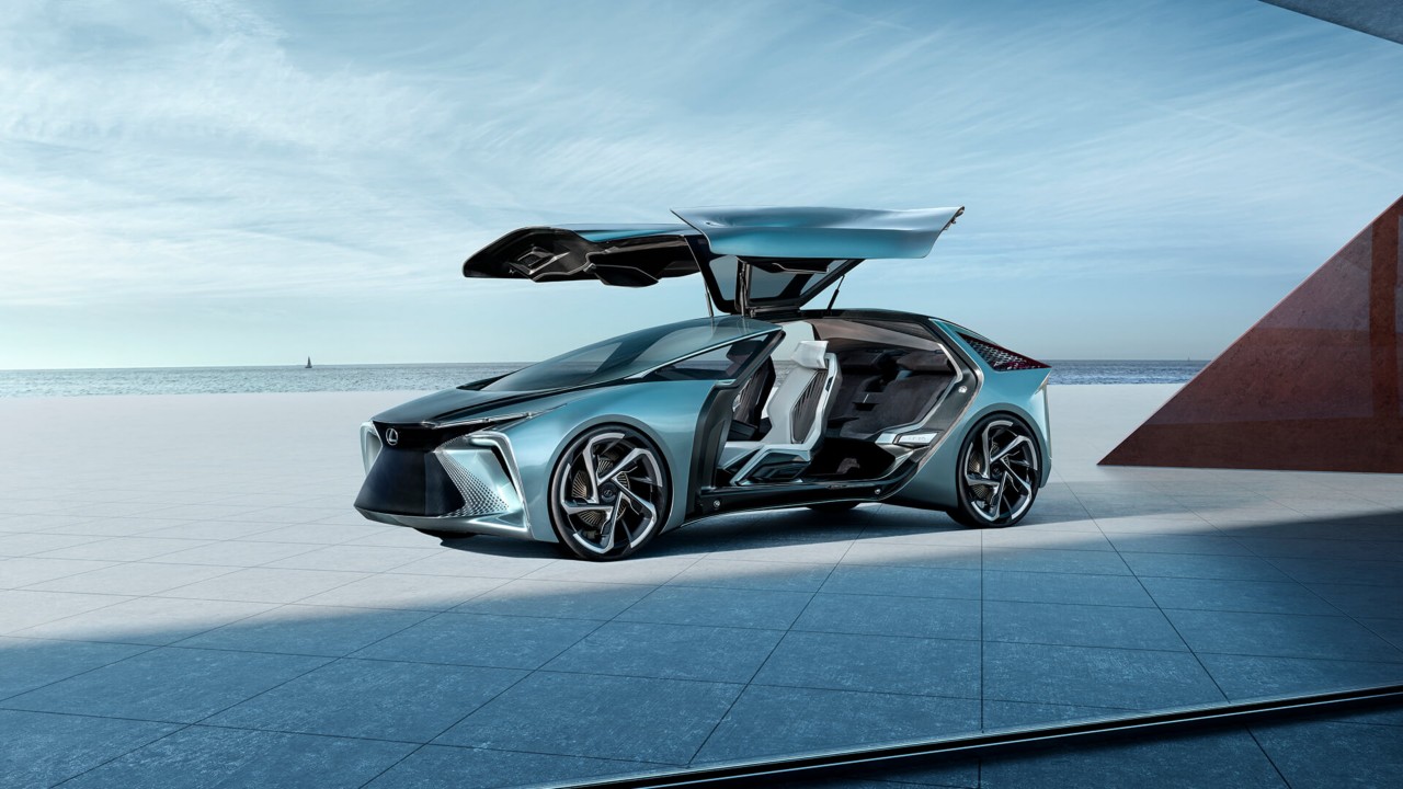 Lexus LF-30 Electrified concept car with it's wing door opened 