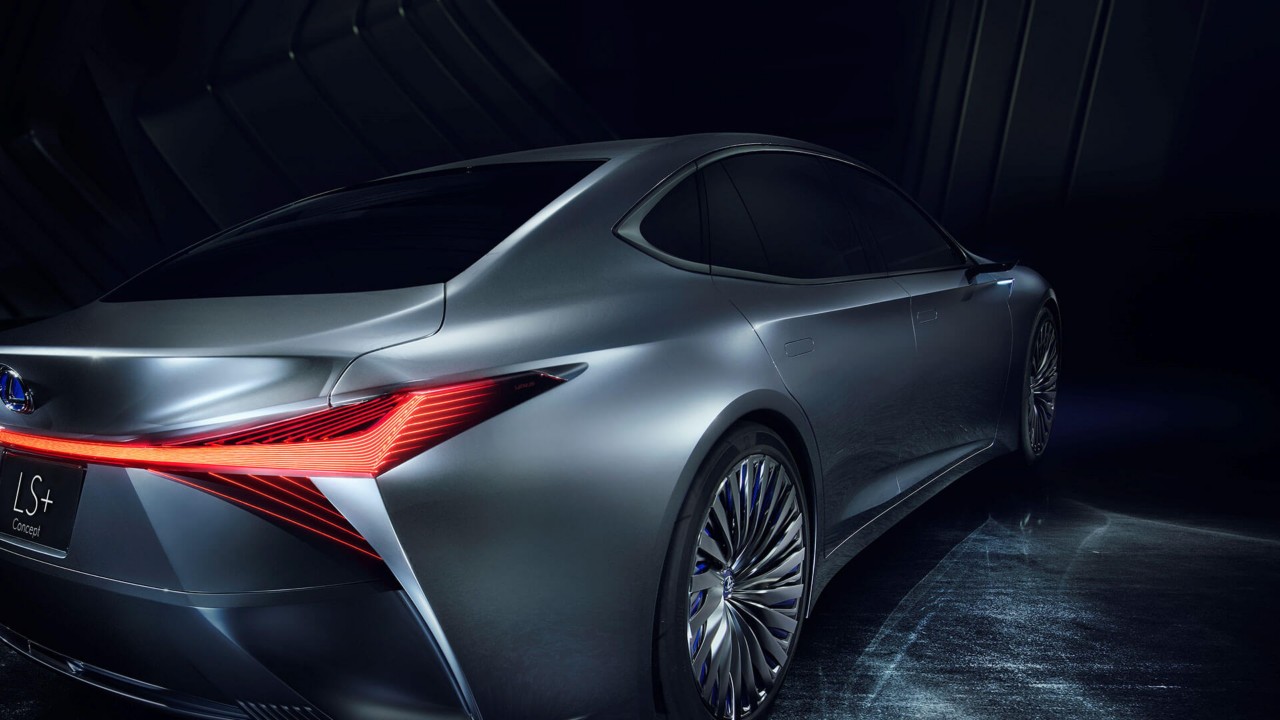 Close up of the Lexus Premieres LS+ concept car brake lights 