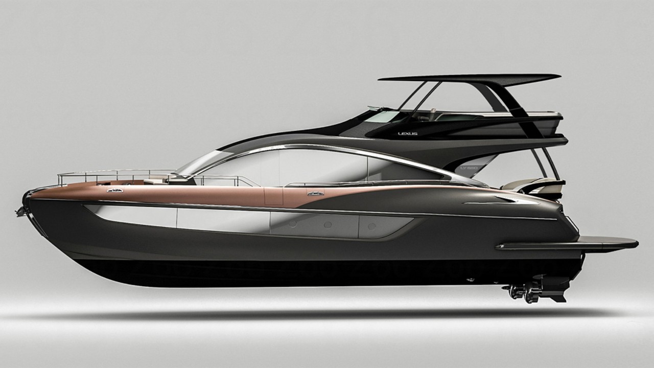 The side profile of the Lexus yacht
